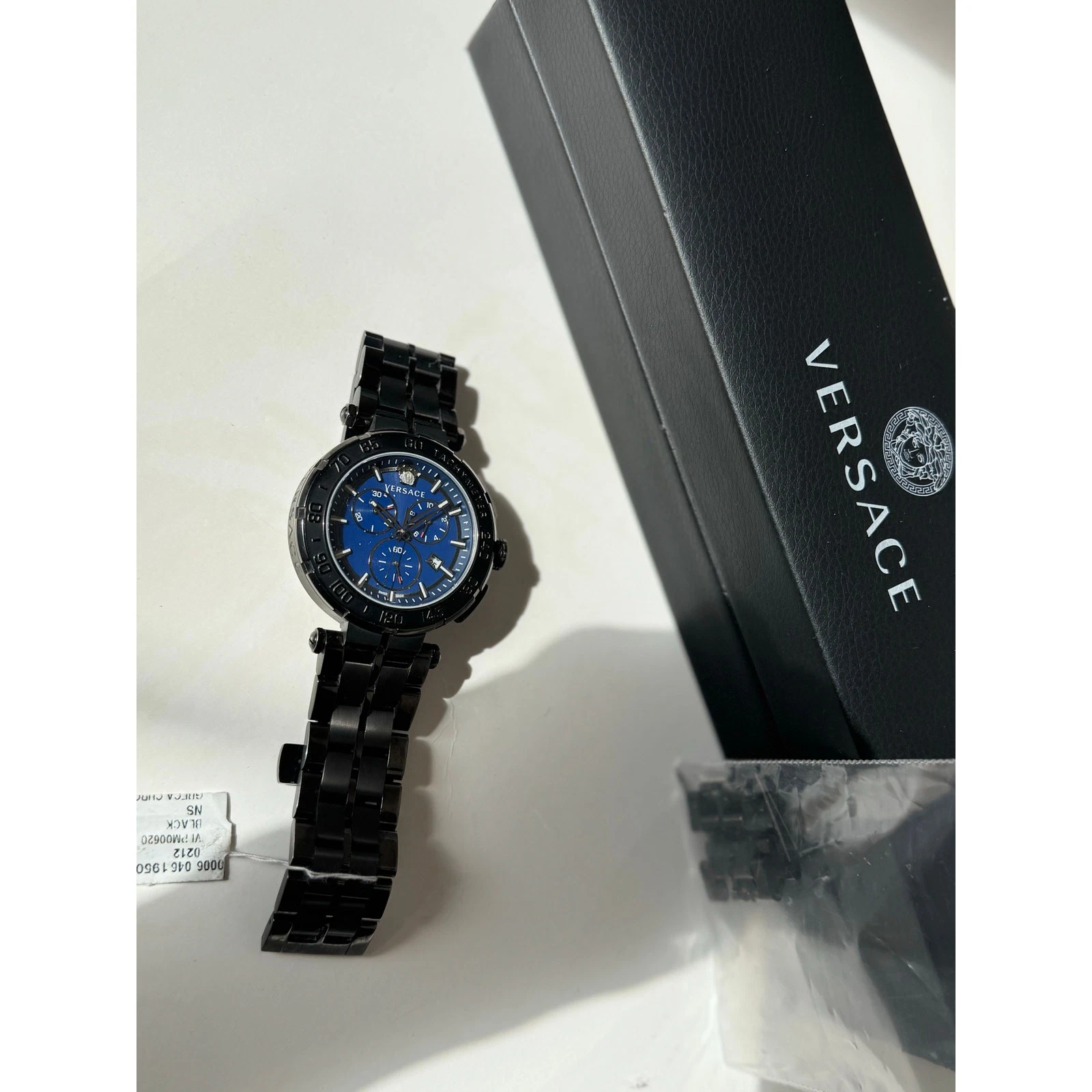 Orologio Versace Greca Chrono Bracciale Nero Ionato 45mm VEPM00620