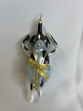 De Carlini Italian Blown Glass Xmas Ornament Cow Dancing Ballerina Vtg Holstein