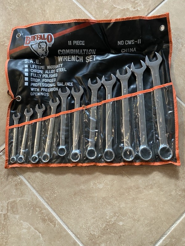 Vintage Buffalo 11 Piece Wrench Set / Case  Mechanics Tools 3/8” - 1”