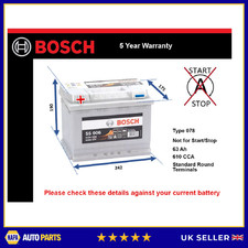 Battery fits BUICK CENTURY SKYLARK 2.8 3.3 5.7D 78 to 91 Bosch 078 610A 63Ah New