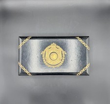 Vintage Swank Napoleon Jewelry Box Black Gold Red Velvet Empereur Case