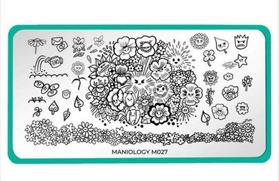 M027 Maniology Daisy Downer Sarcastic Flower Grumpy Mad Weather Nail Stamp Plate