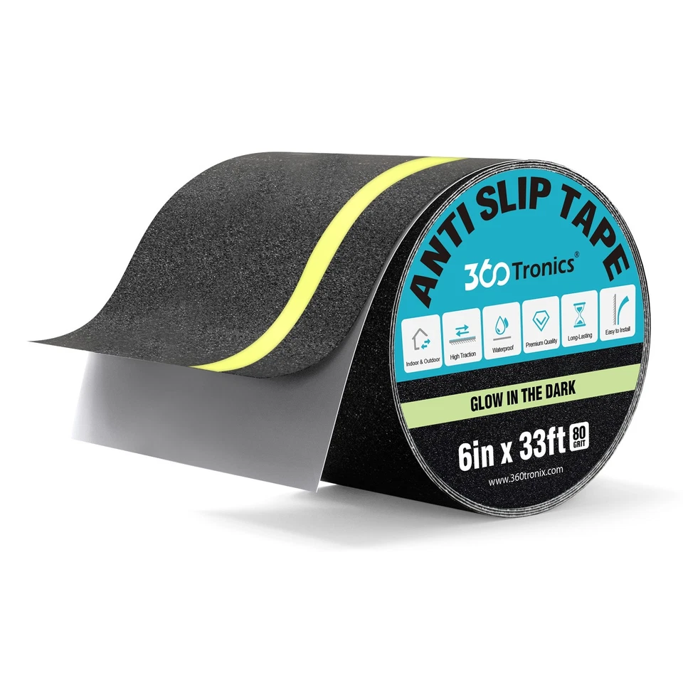 Cinta de agarre de seguridad antideslizante antideslizante de alta tracción que brilla en la oscuridad tiras luminosas Foto 3 de 4