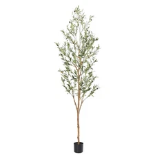 Faux Olive Tree 7ft，Olive Trees Artificial Indoor with Natural Wood Trunk and...