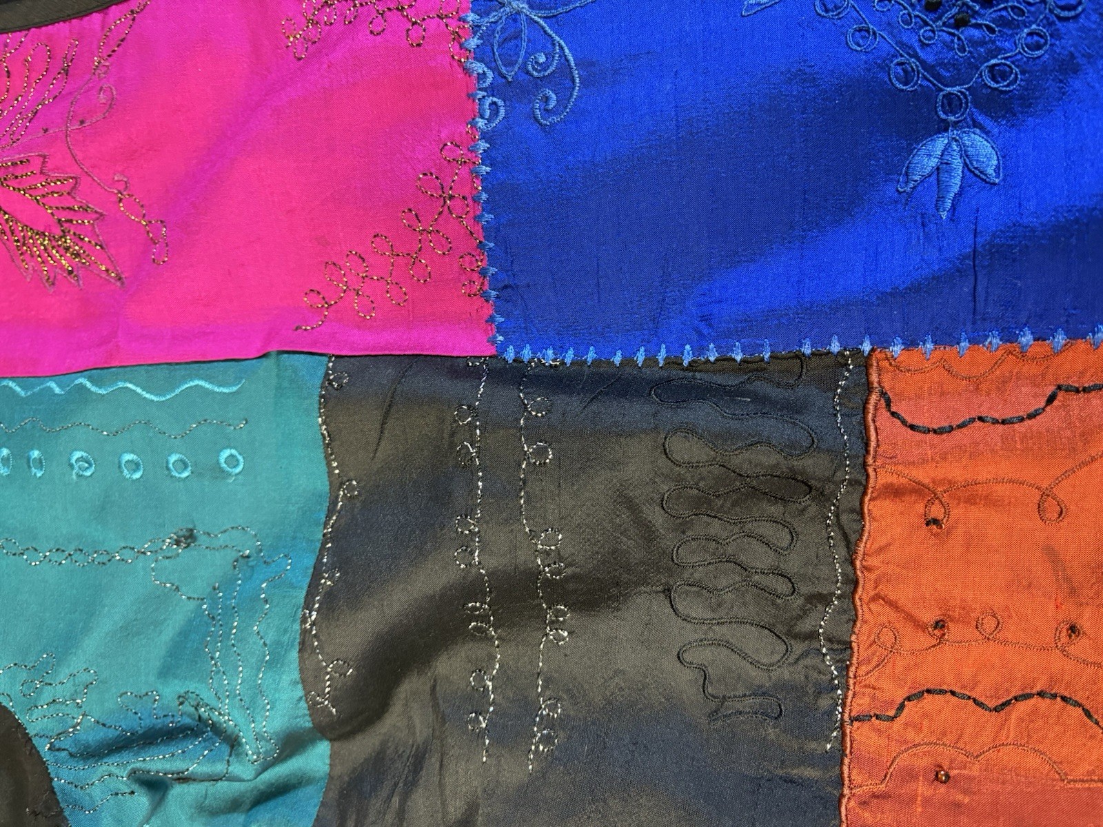 Chicos Design Jacket Size 3 Silk Patchwork Beaded… - image 5