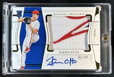 2022 Panini National Treasures Glenn Otto RC Patch Gold Auto #/49 Rangers