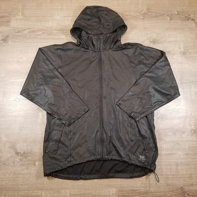 Helly Hansen Voss Men s Waterproof PU Rain Jacket  Black Hooded Size Large