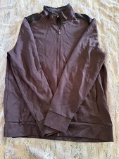 Calvin Klein Men's Brown Full Zip Mock Neck Sweatshirt w/ Pockets Cotton L