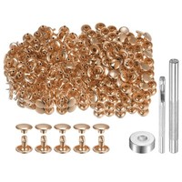 200 Sets Leder Nieten 9X8Mm Metall Doppelkappe Nieten DruckknöPfe, Hellgold Ton