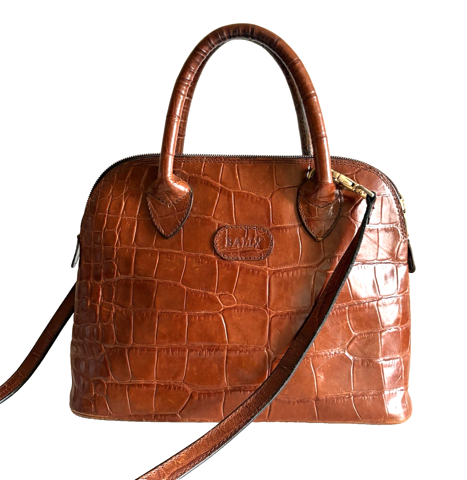 Authentic Bally Hand Bag  Leather Brown From Japan 0823