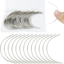 50 Pcs Curved Needles 3 Inch Sewing Leather Silver