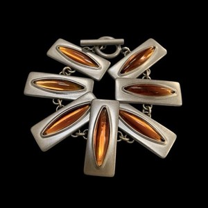 Lot 2 Bracelets Manchette Jorgen Jensen Denmark - Émail Et Étain - Vintage