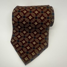 Vintage Tommy Hilfiger 100 Silk Men  s Neck Tie USA Geometric Burgundy Navy 56  