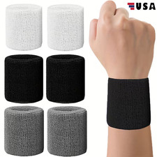 12 Wrist Sweatbands Tennis Wrist Bands Absorbent Sweatbands for Football Bas US