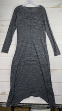Zara Knit Dress Sz M Gray Black Heather Long Sleeve Drape Midi Draped Lagenlook