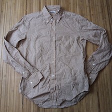 Gustin Checkered Dress Shirt Brown/Tan Size Small Made In USA