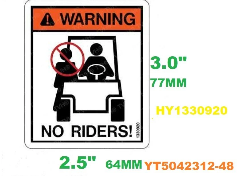 USA HYSTER 1330920 YT 5042312-48 FORKLIFT NO RIDERS DECAL SAFETY STICKER SIGN 2.5X3"