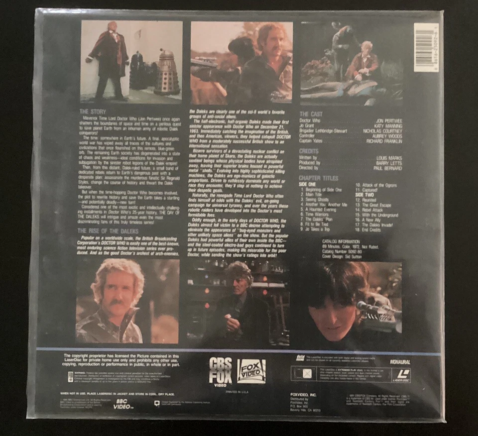 LASERDISC: Dr. Who " The Day of the Daleks " 1986 BBC, Like New-JD - Image 2 of 4