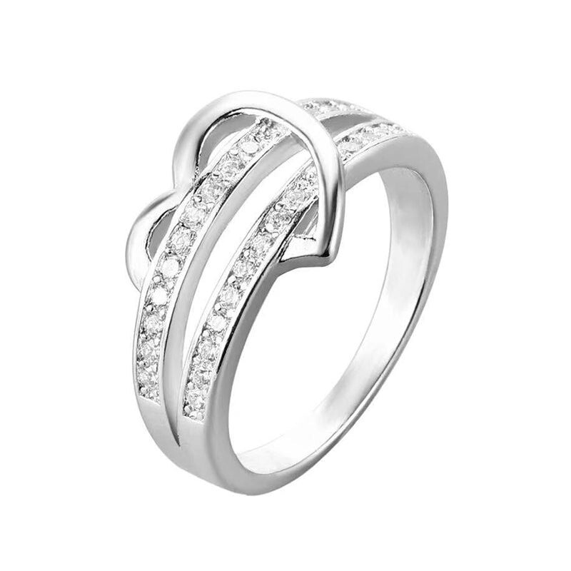 ◇TATIANA◇ Classic cubic heart ring CR1803 Heart Shaped Cubic Zirconia Cathedral Solitaire Engagement Ring