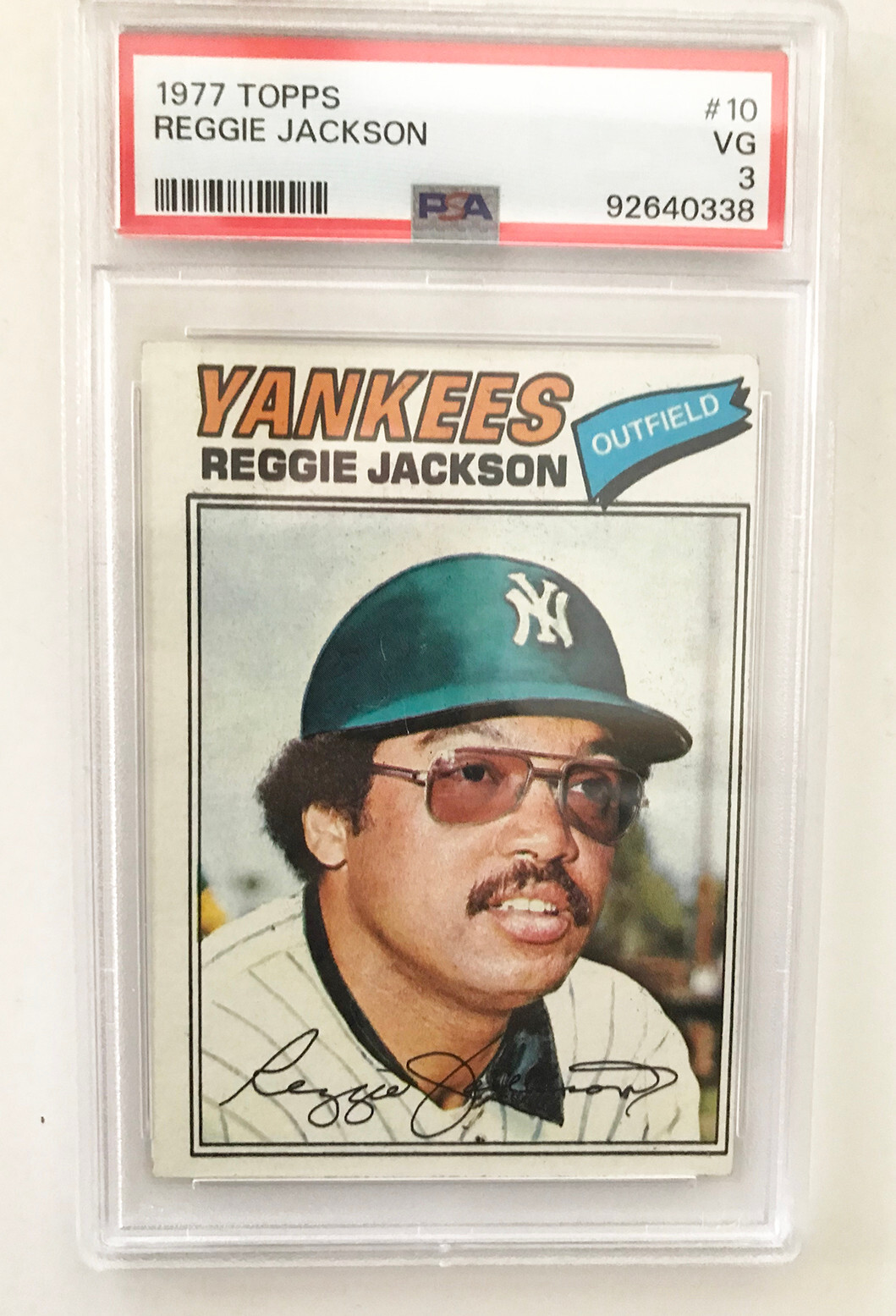 1977--REGGIE JACKSON  ("MR. OCTOBER")--TOPPS CARD (#10)--PSA 3--(VG)