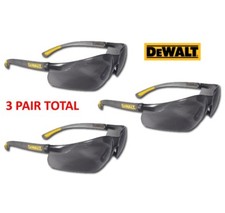 Dewalt DPG52-2D Contractor Safety Glasses With Smoke Lens, 3 PAIR TOTAL