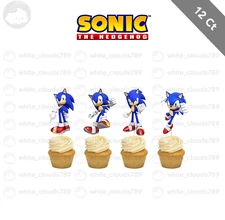 12 Sonic the Hedgehog Cupcake Toppers Food Picks Favor Party Kids