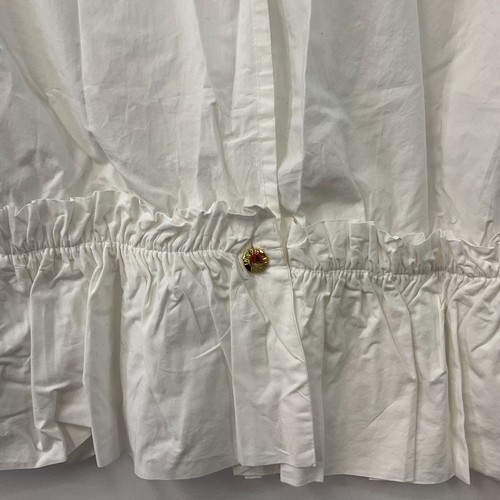 Ganni Poplin High Neck Shirt Womens Size M 6-8 White Cotton Long Sleeve Ruffle - Picture 11 of 21