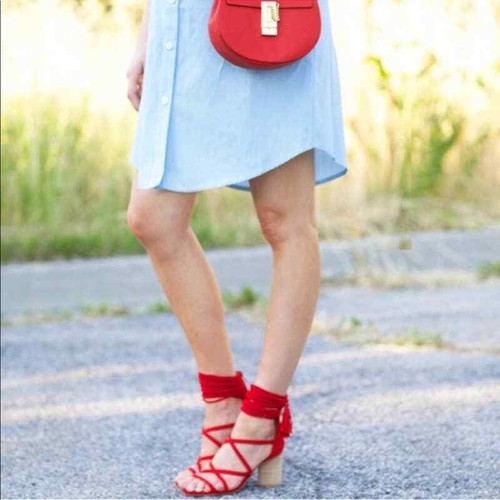 Jeffrey Campbell Despina Suede Heels Sandals Strappy Red Block Heeled Size  7 | eBay