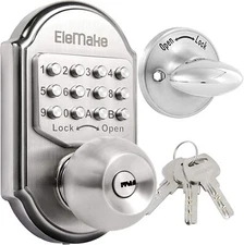 Keyless Deadbolt Lock Smart Lock Front Door Keypad Knob with Keys Mechanical