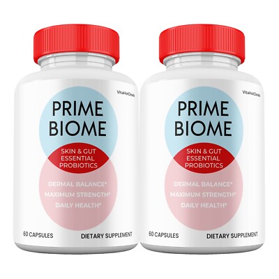 Prime Biome Supplement for Healthy Skin and Gut, Advanced Max Strength (2 Pack)