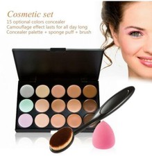 3-in-1 15 Color Contour Palette Cream w Spong...