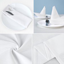1-100 Large White Polyester Napkins Table Linen Dinner for Hotel Wedding Party