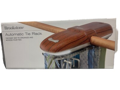 Brookstone Automatic Tie Rack Holds 54 Ties & 4 Belts with Built In Light NEW 