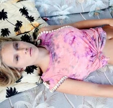 Spell vintage hanalei sugar fox beaded cowrie Shell tie dye tank top