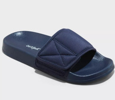 Boys Girls Navy Slide Sandals Cat  Jack Hook  Loop Strap Summer Casual Shoes