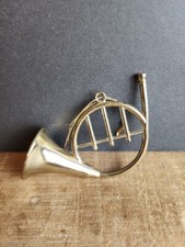 Christmas Ornament BRASS French HORN holiday decor piece Hanging