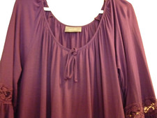 TUNIC MEDIUM by WALLIS PURPLE SOFT VISCOSE 96%  ROUND NECK LACE INSERTS