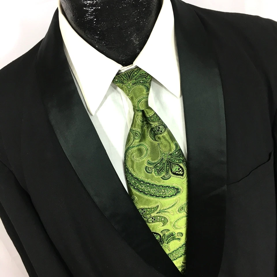 Vtg 50's Black ROCKABILLY Tux SILK Shawl Collar Wool Tuxedo SMOKING PROM Suit 42 - Image 4 of 4