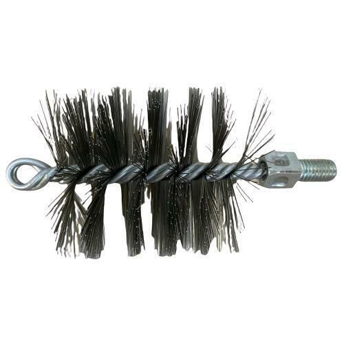 Scovolo Tondo Acciaio ad elica con gancio e perno filettato per Tubi stufa 90 mm