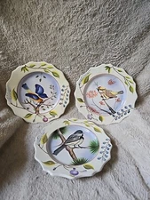 Set of 3 Home Interiors and Gifts Decorative Bird Plates Songbirds 8.5in 2005