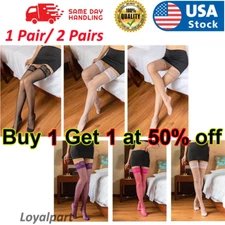 1-2Pairs Lady's Lace Top Stay Up Thigh-High Stockings Women Sexy Pantyhose Socks