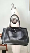 AUTHENTIC FURLA Stitch Belt Tote Bag Purse; Black Leather; Gorgeous