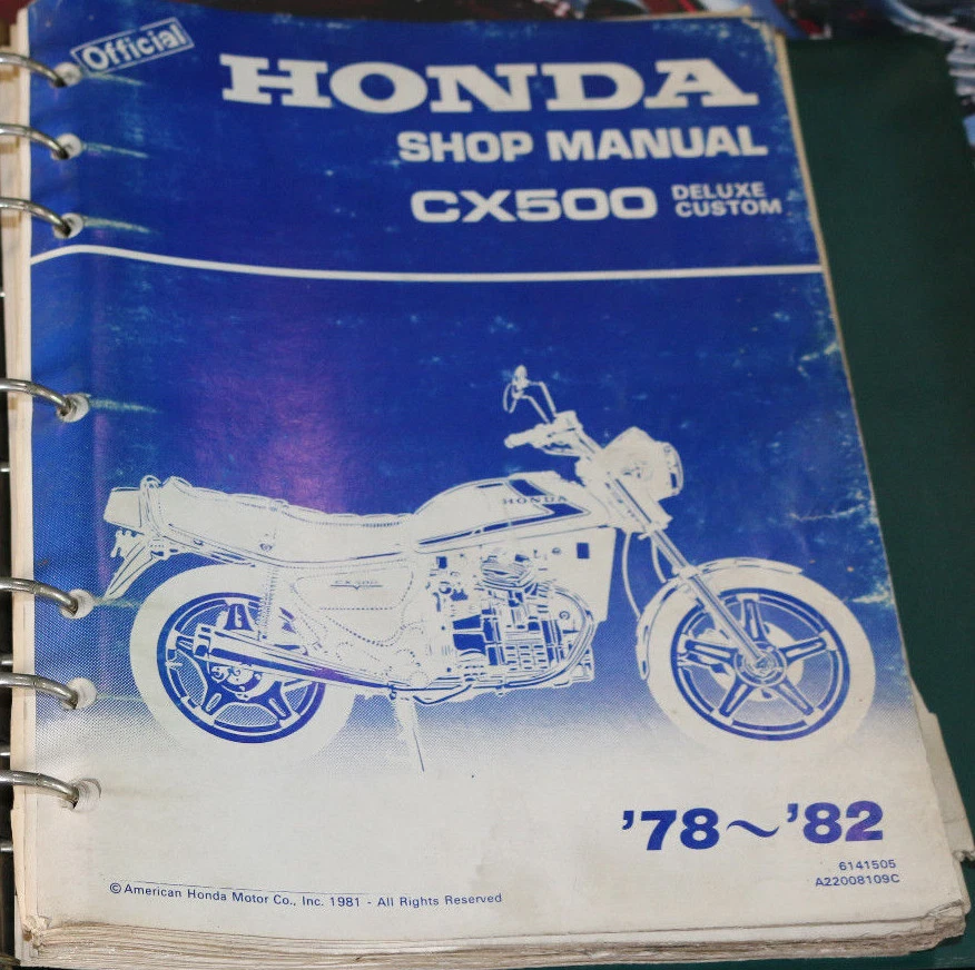 Honda motorcycle shop repair manual 1978 1979 1980 1981 1982 CX500