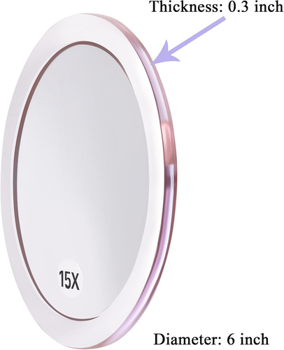 Specchio Ingranditore 15X Ø15cm, 3 Ventose, Trucco Preciso, Bagno/Viaggio - Foto 8 di 12
