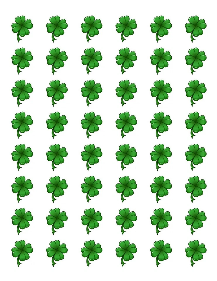 HANDMADE 48 SHAMROCK CLOVER ST PATRICKS DAY ENVELOPE SEALS LABELS STICKERS 1.2" ROUND