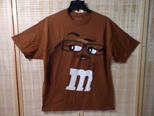 Adult Unisex Brown Large M&M's Face Short Sleeve T-Shirt