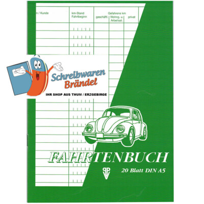 FAHRTENBUCH A5 - FAHRTENBÜCHER 20 BLATT - PVP PENIG - FAHRT NACHWEIS HEFT BUCH