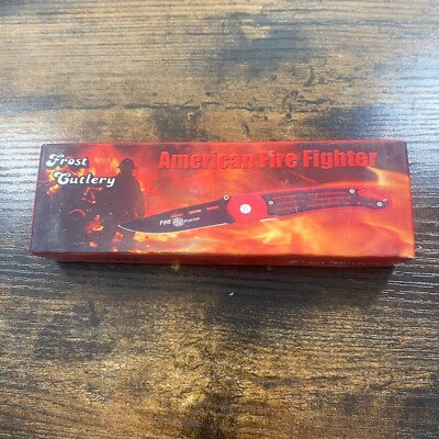 FROST CUTLERY AMERICAN FIRE FIGHTER FOLDING POCKET KNIFE, RED 15-222FF- 45