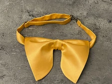 Handmade Oversized Mustard Yellow Satin Bow tie Vintage style 70s Wedding Prom