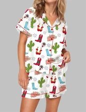 Western Christmas Pajama Set For Women